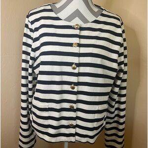 Talbots Black and White Striped Jacket